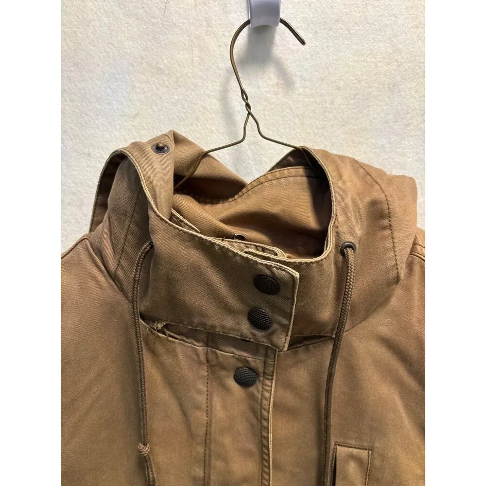 Loft Tan Hooded Jacket With Button Closure & Pockets Medium - Picture 4 of 11